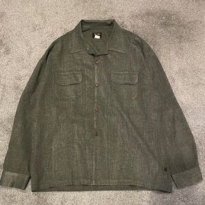 Vintage 90s BC ETHIC Dark Green Polyester Shirt size XXL